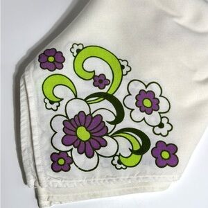Vintage Mod Napkins, Floral, 70s, 60s, Purple and Green